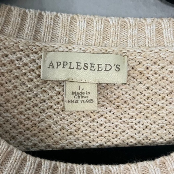 Appleseed's Women's L Sweater Beige Cotton Textured Knit Pullover Neutral Basic - Picture 3 of 4